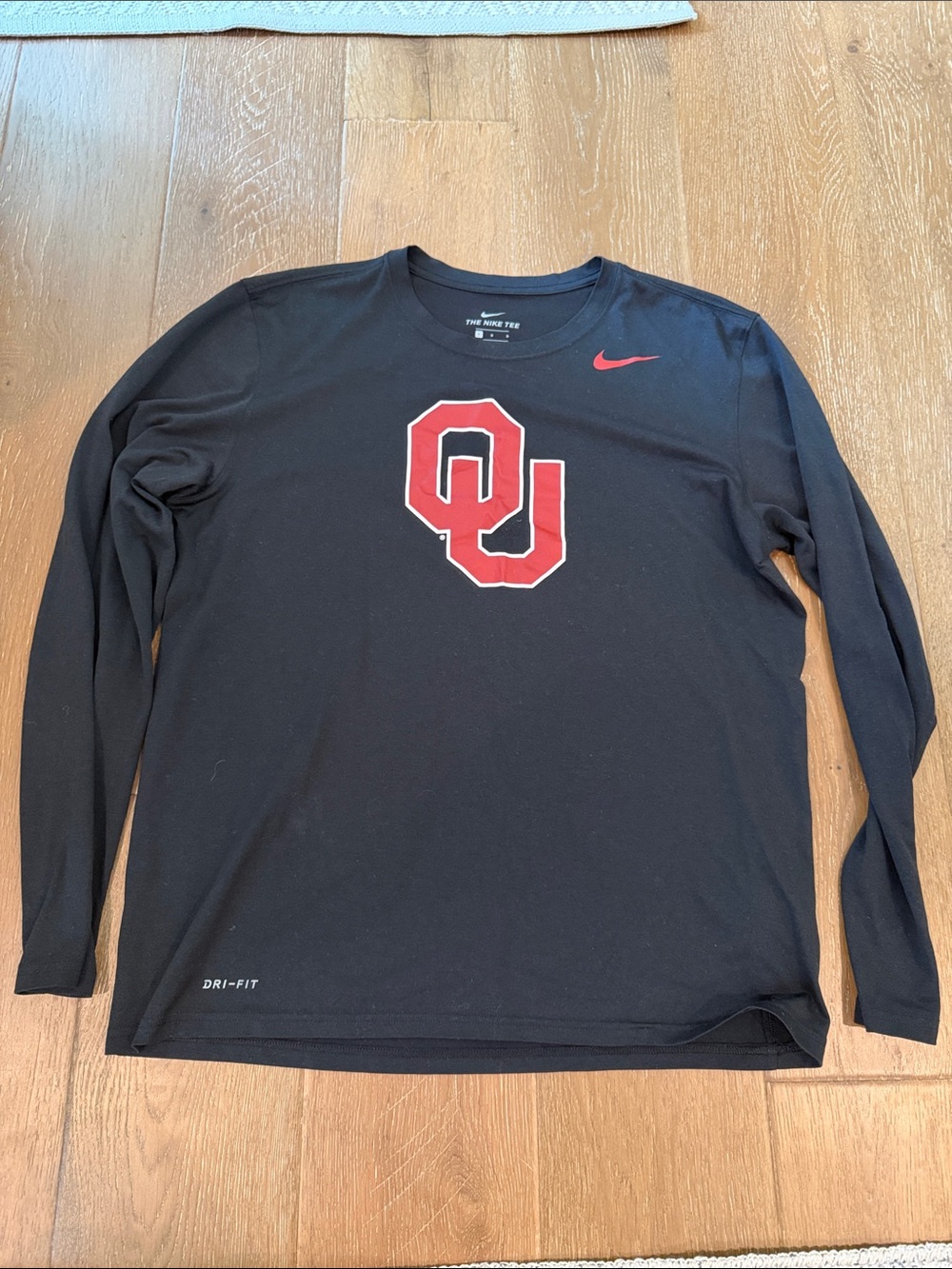Nike Black Long-Sleeve Tee with Red OU Logo